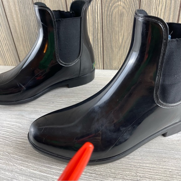 Lauren Ralph Lauren Tally Bo Rai Rubber Chelsea Black Boots Size 10B - Picture 14 of 16